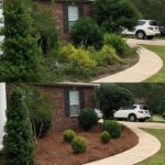 Complete property cleanup with weed removal bush shaping and pine straw installation in Petal Mississippi